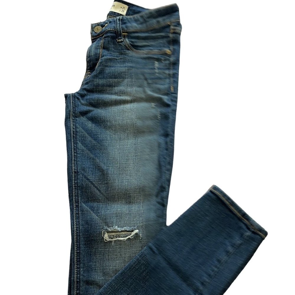 Abercrombie&Fitch Women's Dark Denim Distressed Skinny Jeans Size W25L29